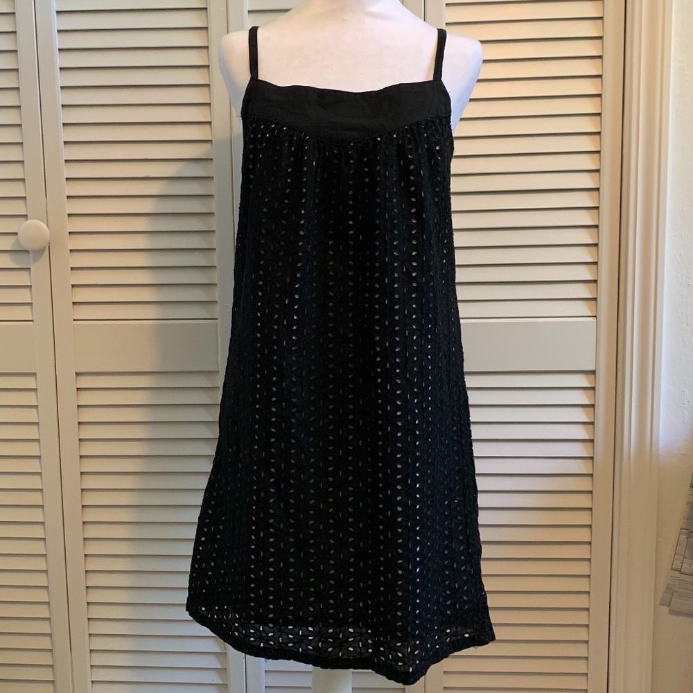 Roxy Black Cotton Eyelet Fully Lined Sundress w/Adjustable Straps size M
